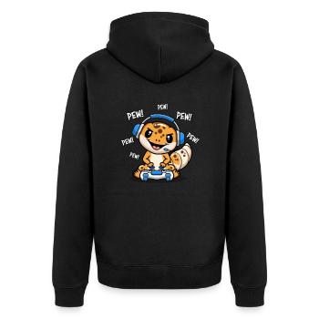 Leopard Gecko - Unisex Premium Organic Zip Hoodie - black - Back - Nico (187cm)