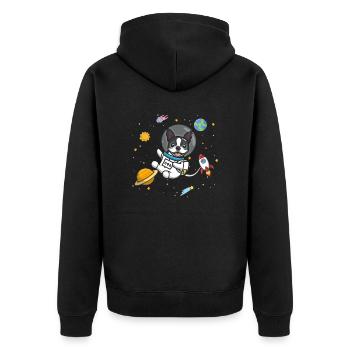 Boston Terrier - Unisex Premium Bio Zip Hoodie - Schwarz - Hinten - Nico (187cm)