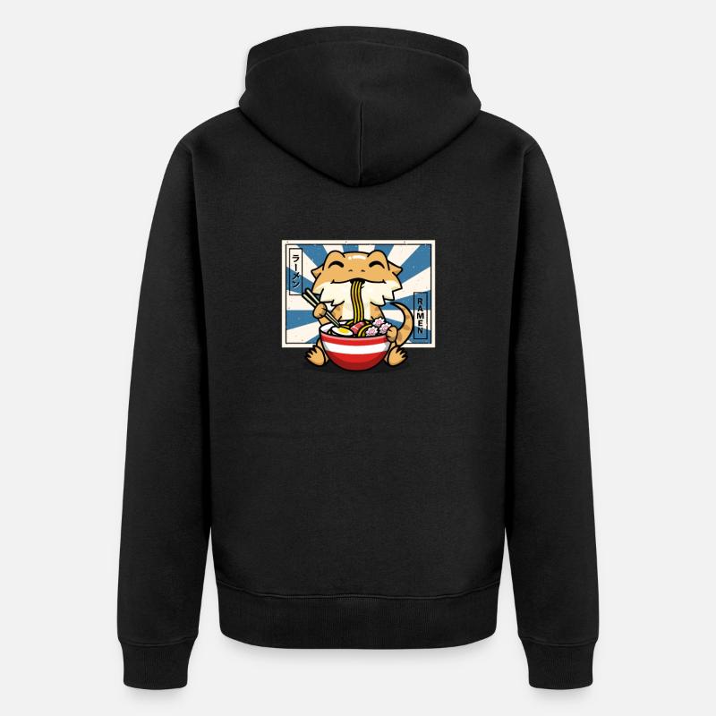 Bärtiger Drache - Unisex Premium Bio Zip Hoodie - Schwarz