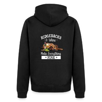 Rhodesian Ridgeback - Unisex Premium Organic Zip Hoodie - black - Back - Nico (187cm)