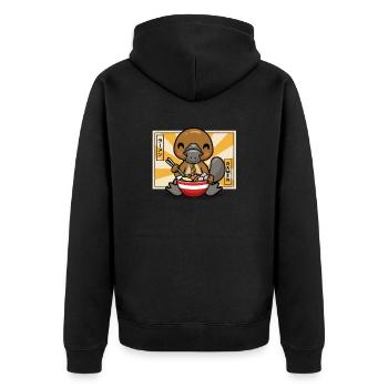 Platypus - Unisex Premium Organic Zip Hoodie - black - Back - Nico (187cm)