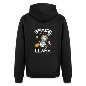Lama - Unisex Premium Bio Zip Hoodie - Schwarz - Hinten - Nico (187cm)