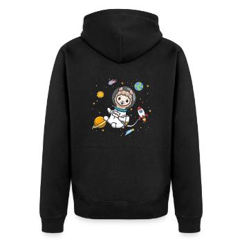 Lama - Unisex Premium Bio Zip Hoodie - Schwarz - Hinten - Nico (187cm)