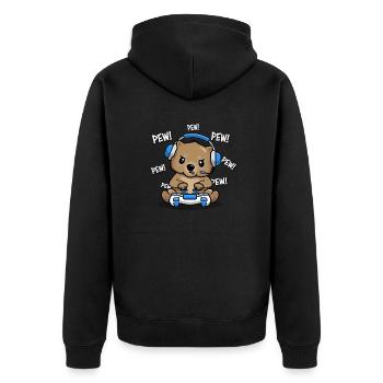 Wombat - Unisex Premium Bio Zip Hoodie - Schwarz - Hinten - Nico (187cm)