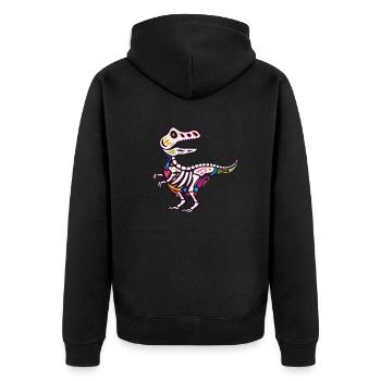 T Rex - Unisex Premium Bio Zip Hoodie - Schwarz - Hinten - Nico (187cm)