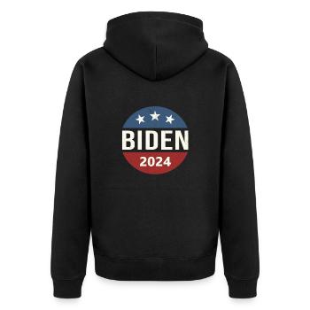 Biden 2024 - Unisex Premium Organic Zip Hoodie - black - Back - Nico (187cm)