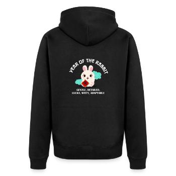 Frohes chinesisches Neujahr 2023 Jahr des Kaninchens - Unisex Premium Bio Zip Hoodie - Schwarz - Hinten - Nico (187cm)