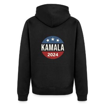 Kamala 2024 - Unisex Premium Bio Zip Hoodie - Schwarz - Hinten - Nico (187cm)