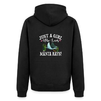 Manta Ray - Unisex Premium Organic Zip Hoodie - black - Back - Nico (187cm)