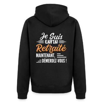 I'm Soon to Retire - Gift for Future Retirees - Unisex Premium Organic Zip Hoodie - black - Back - Nico (187cm)