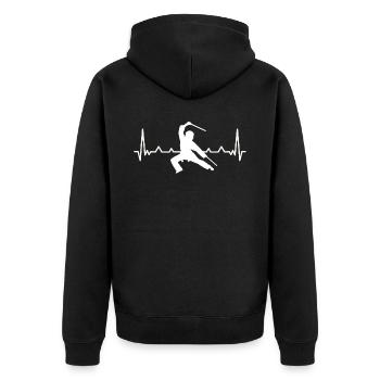 Heartbeat Filipino Kampfsport Kali Sticks - Unisex Premium Bio Zip Hoodie - Schwarz - Hinten - Nico (187cm)