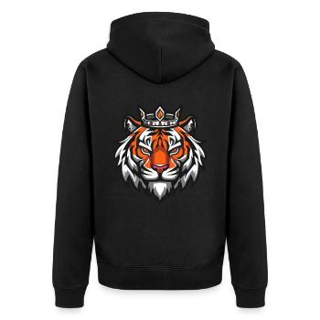 Tiger Krone - Unisex Premium Bio Zip Hoodie - Schwarz - Hinten - Nico (187cm)