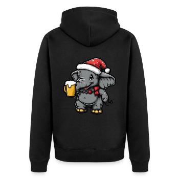 Mammut Weihnachten Bier Lustig - Unisex Premium Bio Zip Hoodie - Schwarz - Hinten - Nico (187cm)