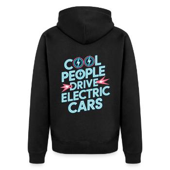 Cool People Drive Electric Cars 5 - Unisex Premium Bio Zip Hoodie - Schwarz - Hinten - Nico (187cm)