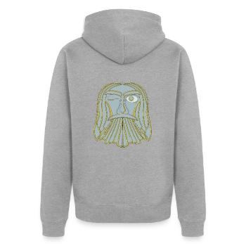 Der nordische Gott Odin - Unisex Premium Bio Zip Hoodie - Grau meliert - Hinten - Nico (187cm)