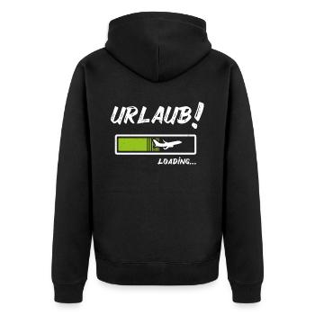 Urlaub loading - Bald Urlaub - Endlich Urlaub - Unisex Premium Bio Zip Hoodie - Schwarz - Hinten - Nico (187cm)