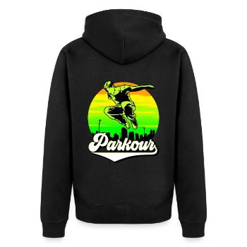 Parkour Freerunner Traceur Le Parcour parkourshirt - Veste à capuche bio Premium Unisexe - noir - Dos - Nico (187cm)