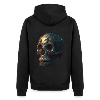 Kristallschädel Crystal Skull - Unisex Premium Organic Zip Hoodie - black - Back - Nico (187cm)