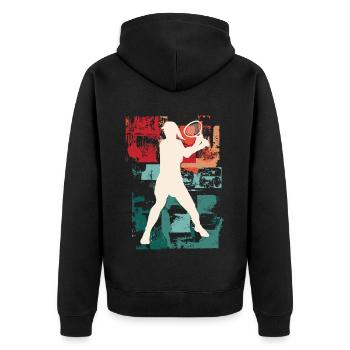 Tennis Tennis Player Woman Sport Vintage Retro - Unisex Premium Organic Zip Hoodie - black - Back - Nico (187cm)