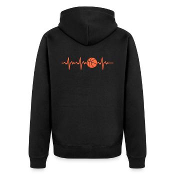 Basketball Herzschlag - Unisex Premium Bio Zip Hoodie - Schwarz - Hinten - Nico (187cm)