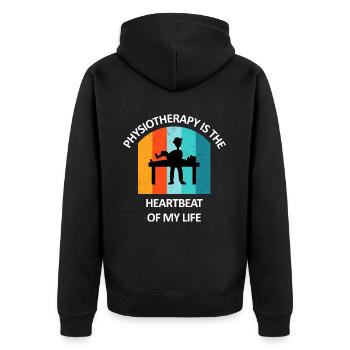 Physiotherapist Humorous Gift Saying Funny - Unisex Premium Organic Zip Hoodie - black - Back - Nico (187cm)