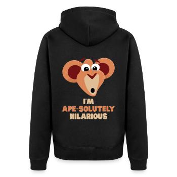Affe lustig Spruch I'm Ape-solutely Hilarious - Unisex Premium Bio Zip Hoodie - Schwarz - Hinten - Nico (187cm)