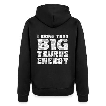 I Bring That Big Taurus Energy - Veste à capuche bio Premium Unisexe - noir - Dos - Nico (187cm)