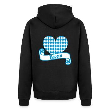 Bayern - Unisex Premium Bio Zip Hoodie - Schwarz - Hinten - Nico (187cm)