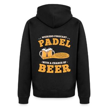Padel und Bier Lustige Sätze Paddel-Tennis - Unisex Premium Bio Zip Hoodie - Schwarz - Hinten - Nico (187cm)