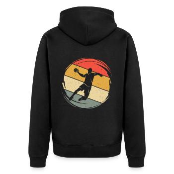 Handball Spieler Handballspieler Handballer - Unisex Premium Bio Zip Hoodie - Schwarz - Hinten - Nico (187cm)