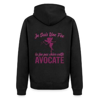 Je Suis Une Fée La Fée Pas Chier Cette Avocate - Veste à capuche bio Premium Unisexe - noir - Dos - Nico (187cm)