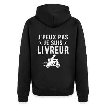 I can't I'm a delivery person - Unisex Premium Organic Zip Hoodie - black - Back - Nico (187cm)
