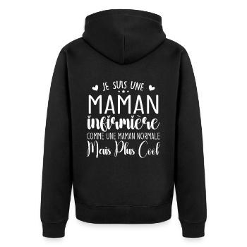 Krankenschwester-Geschenk – Ich bin eine Krankenschwester-Mutter - Unisex Premium Bio Zip Hoodie - Schwarz - Hinten - Nico (187cm)