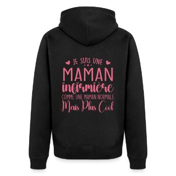 Krankenschwester-Geschenk – Ich bin eine Krankenschwester-Mutter - Unisex Premium Bio Zip Hoodie - Schwarz - Hinten - Nico (187cm)