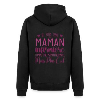 Krankenschwester-Geschenk – Ich bin eine Krankenschwester-Mutter - Unisex Premium Bio Zip Hoodie - Schwarz - Hinten - Nico (187cm)