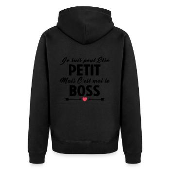 C'est Moi Le Boss Cadeau Bébé Garçon Humour - Veste à capuche bio Premium Unisexe - noir - Dos - Nico (187cm)