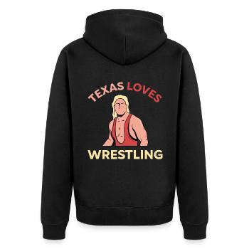 Texas wrestling design for proud Texas fans - Unisex Premium Organic Zip Hoodie - black - Back - Nico (187cm)