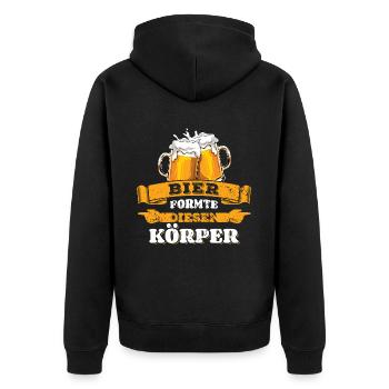 Bier formte diesen Körper Biertrinker - Männertag - Unisex Premium Bio Zip Hoodie - Schwarz - Hinten - Nico (187cm)