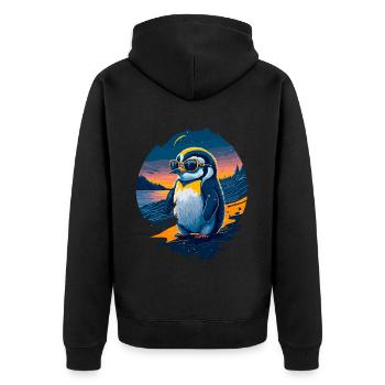 Niedlicher Pinguin - Unisex Premium Bio Zip Hoodie - Schwarz - Hinten - Nico (187cm)