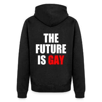 The future is gay - Unisex Premium Organic Zip Hoodie - black - Back - Nico (187cm)