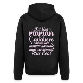 J'ai Une Maman Cavalière - Cadeau Maman Cavalière - Veste à capuche bio Premium Unisexe - noir - Dos - Nico (187cm)
