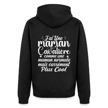 J'ai Une Maman Cavalière - Cadeau Maman Cavalière - Veste à capuche bio Premium Unisexe - noir - Dos - Nico (187cm)