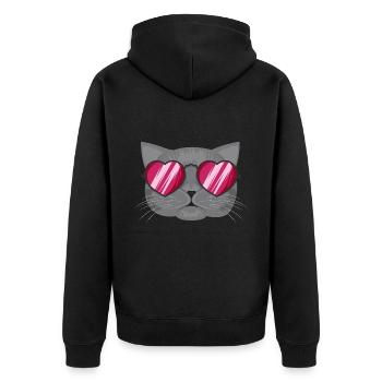 Love Cats / Katzenliebe - Unisex Premium Bio Zip Hoodie - Schwarz - Hinten - Nico (187cm)