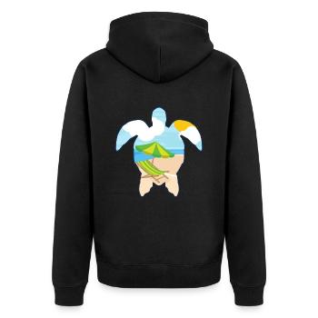 Summer Turtle / Schildkröte / Sommer / Sonne - Unisex Premium Bio Zip Hoodie - Schwarz - Hinten - Nico (187cm)