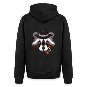 Mafia Waschbär - Unisex Premium Bio Zip Hoodie - Schwarz - Hinten - Nico (187cm)