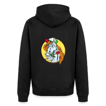 Romeo Lover Horse (Pferd) - Unisex Premium Bio Zip Hoodie - Schwarz - Hinten - Nico (187cm)