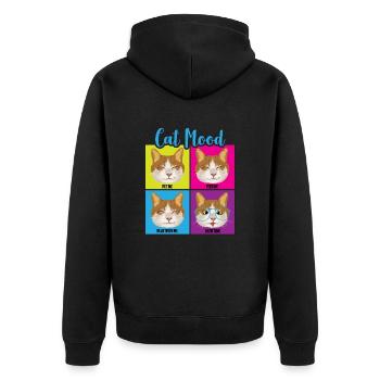 Funny Cat Moods - Unisex Premium Organic Zip Hoodie - black - Back - Nico (187cm)