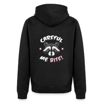 Waschbär - Vorsicht ich beiße - Unisex Premium Bio Zip Hoodie - Schwarz - Hinten - Nico (187cm)
