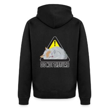 Do not disturb cat / cat - Unisex Premium Organic Zip Hoodie - black - Back - Nico (187cm)