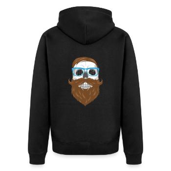 Skull Hipster - Unisex Premium Bio Zip Hoodie - Schwarz - Hinten - Nico (187cm)